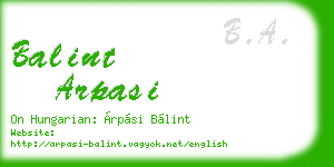 balint arpasi business card